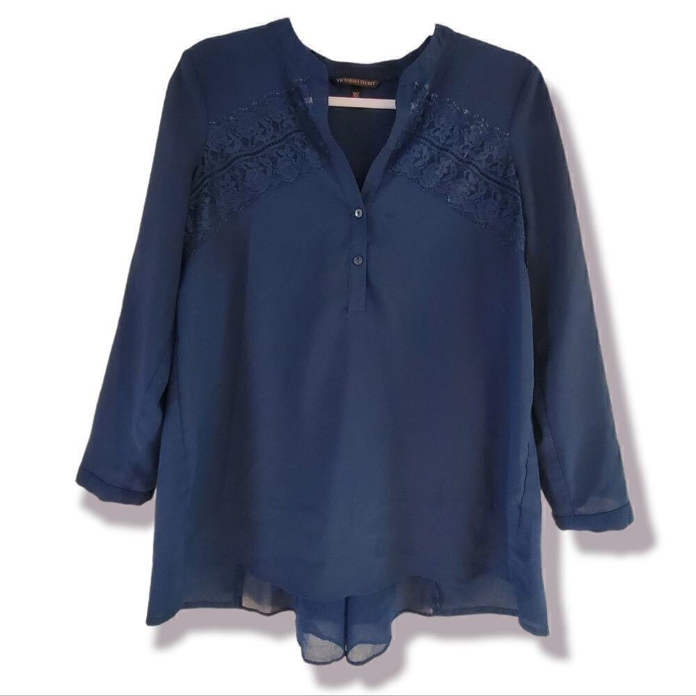 Victoria's Secret Navy Blue with Lace Detail Top, Size Small